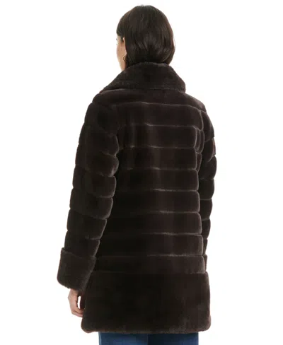 Jones New York Plus Size Faux-fur Notched-collar Coat In Brown