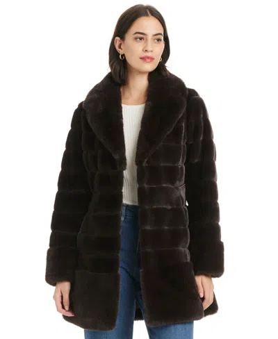 Jones New York Plus Size Faux-fur Notched-collar Coat In Brown