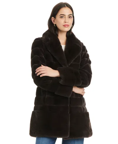 Jones New York Plus Size Faux-fur Notched-collar Coat In Brown