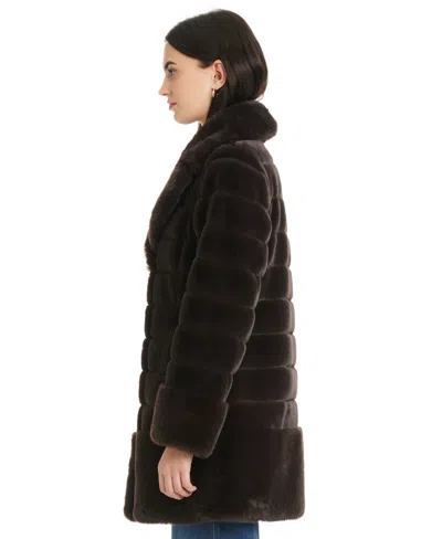 Jones New York Plus Size Faux-fur Notched-collar Coat In Brown