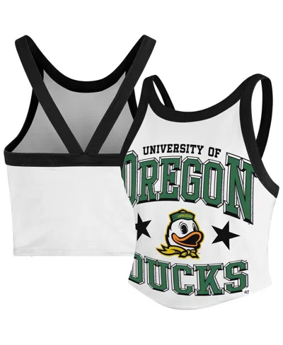 47 Brand Women's White Oregon Ducks Energize Sporty Cropped Racerback Tank Top In Multi