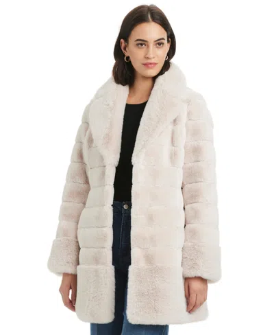 Jones New York Women's Faux-fur Notched-collar Coat In Gold