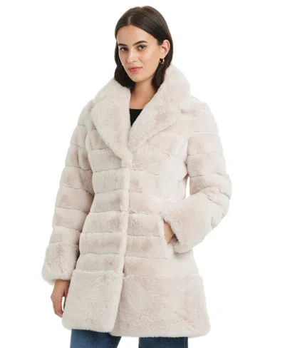 Jones New York Women's Faux-fur Notched-collar Coat In Gold