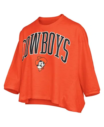 Pressbox Women's Orange Oklahoma State Cowboys Midi Arch Over Logo Oversized T-shirt In Orange