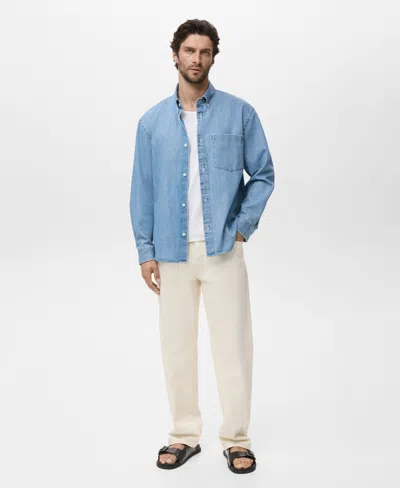 Mango Men's Denim Pocket Overshirt In Blue