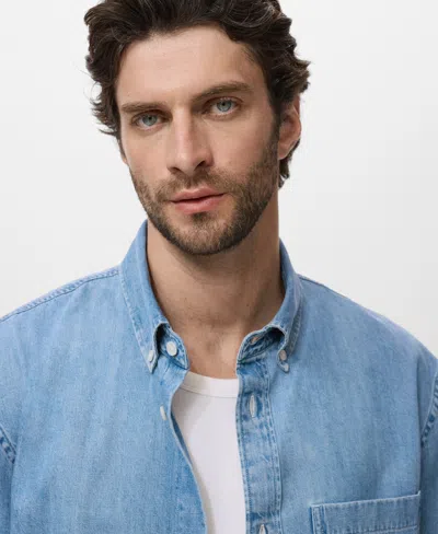 Mango Men's Denim Pocket Overshirt In Blue