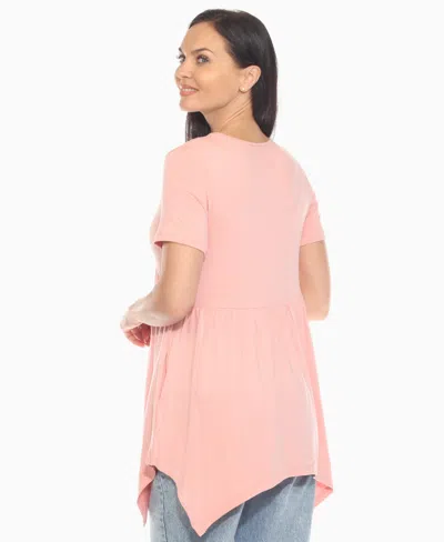 White Mark Women's Shirred Maternity Top In Pink