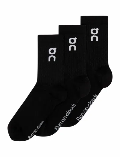 On Women's Logo Sock High 3p In Black