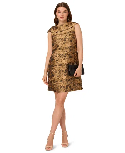 Adrianna Papell Bias Collar Shift Dress In Brown
