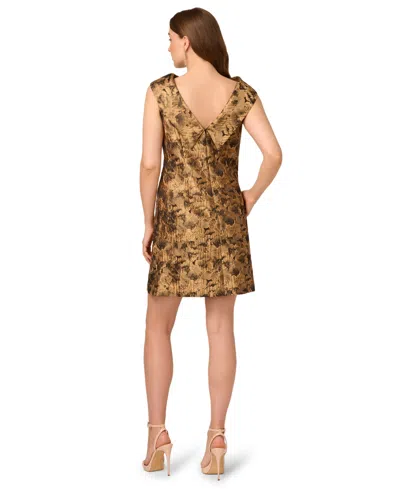 Adrianna Papell Bias Collar Shift Dress In Brown