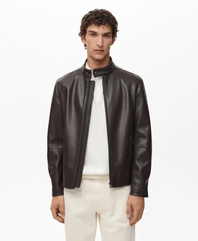 Mango Men's Zip-up Leather-effect Jacket In Brown