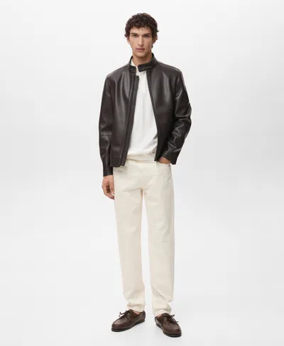 Mango Men's Zip-up Leather-effect Jacket In Brown