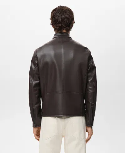 Mango Men's Zip-up Leather-effect Jacket In Brown