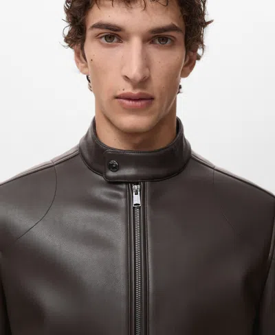 Mango Men's Zip-up Leather-effect Jacket In Brown