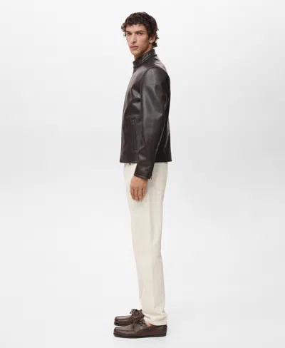 Mango Men's Zip-up Leather-effect Jacket In Brown