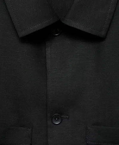 Mango Men's Linen-blend Pockets Jacket In Black