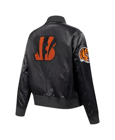 Pro Standard Women's Black Cincinnati Bengals Jeweled Satin Full-snap Jacket In Black