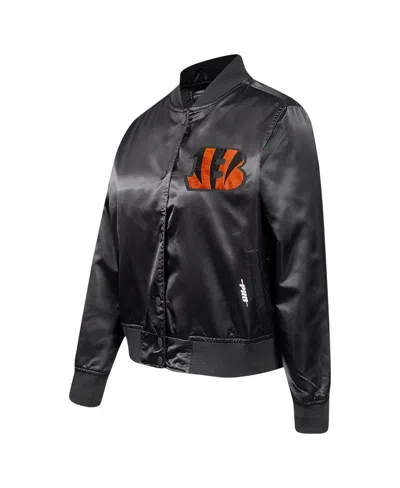 Pro Standard Women's Black Cincinnati Bengals Jeweled Satin Full-snap Jacket In Black