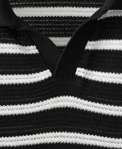 Mango Men's Striped Braided-knit Polo Shirt In Black