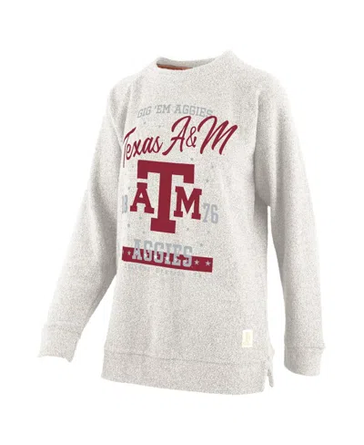 Pressbox Women's Oatmeal Texas A M Aggies Plus Size Comfy Cairo Terry Pullover Sweatshirt In White