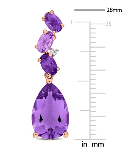 Macy's Amethyst & Pink Amethyst (7 1/5 Ct. T.w.) Diamond Accent Teardrop Earrings In 10k Rose Gold In Purple