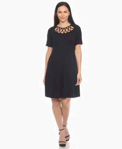 White Mark Women's Criss Cross Neckline A-line Dress In Black