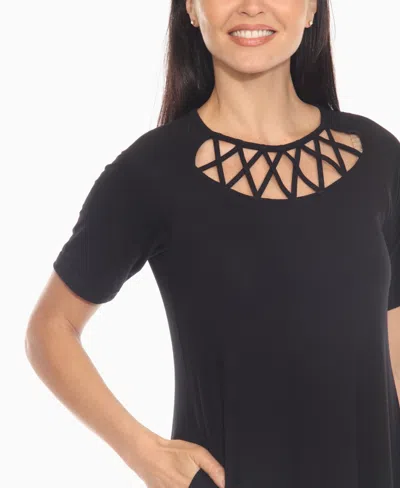 White Mark Women's Criss Cross Neckline A-line Dress In Black