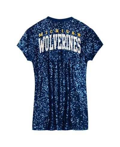 Outerstuff Big Girls Navy Michigan Wolverines Sequin V-neck Dress In Blue
