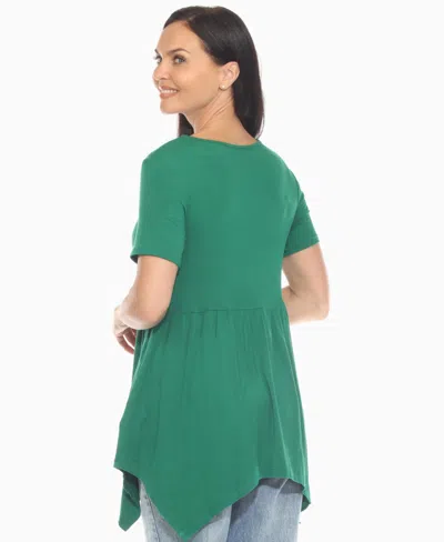 White Mark Women's Maternity Empire Waist V-neck Tunic Top In Green