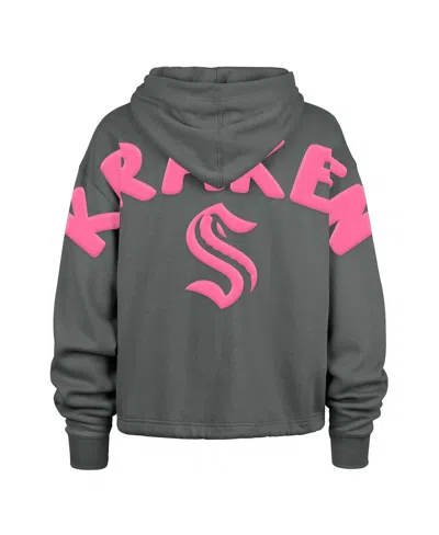 47 Brand Women's Gray Chicago Blackhawks Bright Side Venice Cropped Pullover Hoodie In Gray