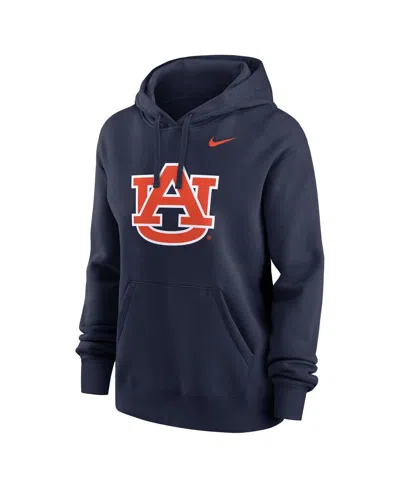 Nike Women's Navy Auburn Tigers Wordmark Club Fleece Pullover Hoodie In Blue