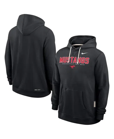 Nike Men's Black Smu Mustangs 2025 Sideline Performance Pullover Hoodie In Black