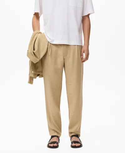 Mango Men's Straight-fit Pleated Pants In Nude