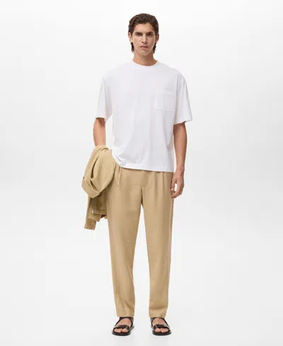 Mango Men's Straight-fit Pleated Pants In Nude