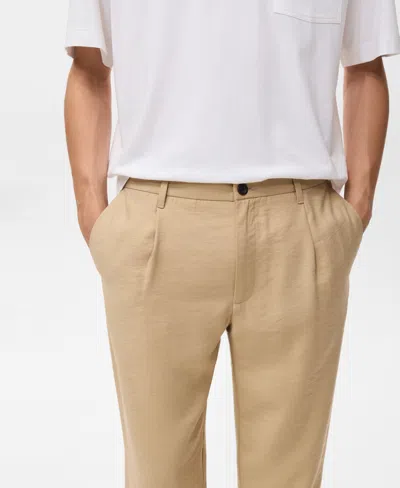Mango Men's Straight-fit Pleated Pants In Nude