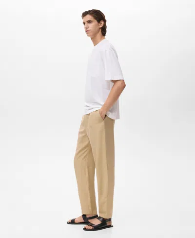 Mango Men's Straight-fit Pleated Pants In Nude