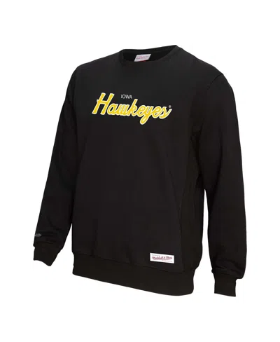 Mitchell & Ness Men's Black Iowa Hawkeyes Elite Script Pullover Sweatshirt In Black