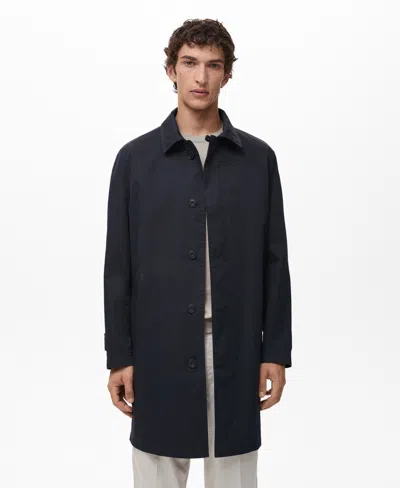 Mango Comfort Stretch Oversize Trench Coat In Blue