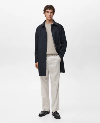 Mango Comfort Stretch Oversize Trench Coat In Blue