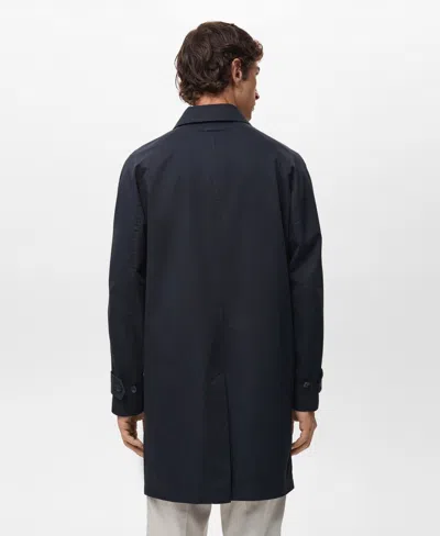 Mango Comfort Stretch Oversize Trench Coat In Blue