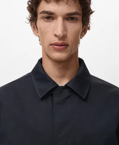 Mango Comfort Stretch Oversize Trench Coat In Blue