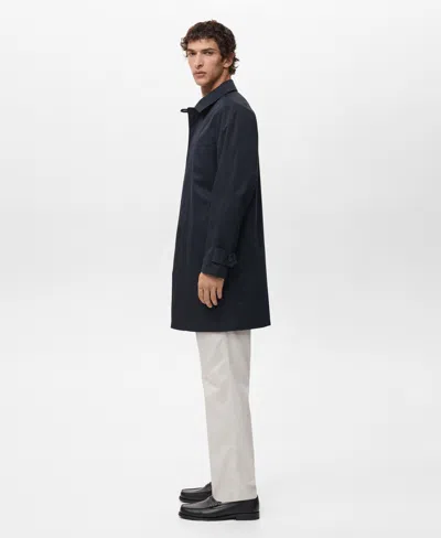 Mango Comfort Stretch Oversize Trench Coat In Blue