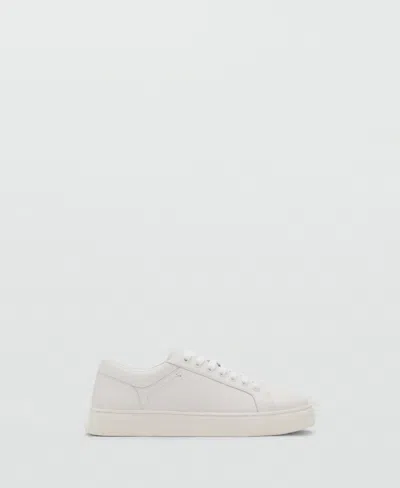 Mango Men's Leather Panel Sneakers In White