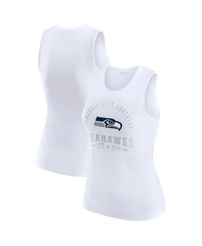 Wear By Erin Andrews Women's White Seattle Seahawks Ribbed Graphic Tank Top In White
