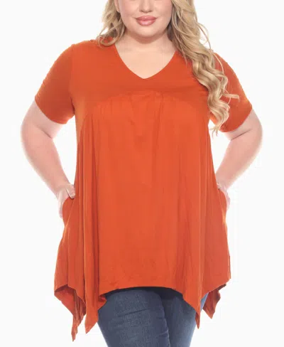 White Mark Plus Size Shirred Maternity Top In Orange