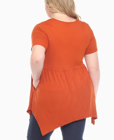 White Mark Plus Size Shirred Maternity Top In Orange