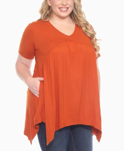White Mark Plus Size Shirred Maternity Top In Orange