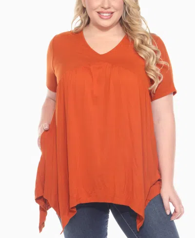 White Mark Plus Size Shirred Maternity Top In Orange