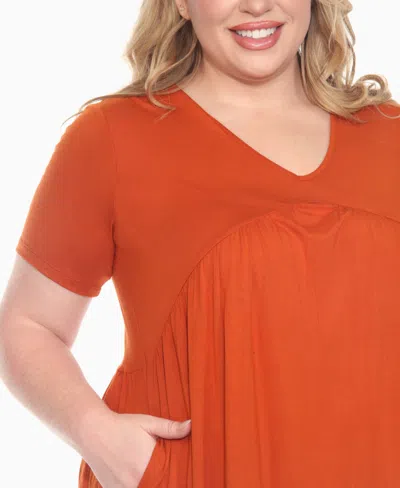 White Mark Plus Size Shirred Maternity Top In Orange