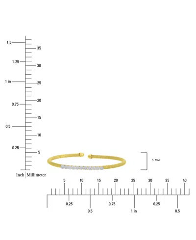 Macy's Round-cut Cubic Zirconia Mesh Cuff Bracelet In Sterling Silver Or 14k Gold Or 14k Rose Gold Over Ste In Gold